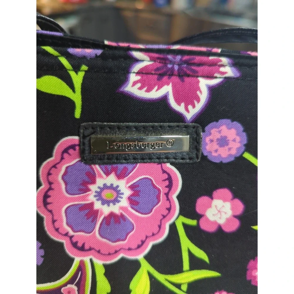 Longaberger Homestead Charmed Purse Floral Purple Pink Faux Leather NEW